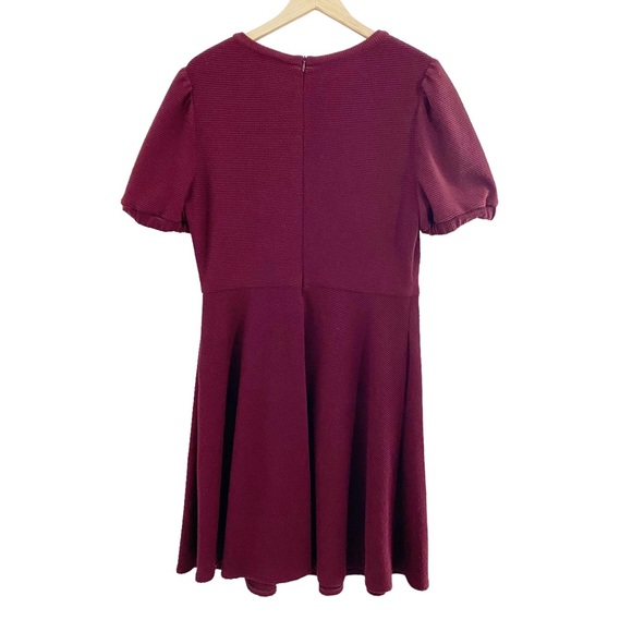 Gal Meets Glam Red Vino Kristen Puff Sleeve Fit And Flare Pocket Dress, Size 12 - Picture 4 of 16